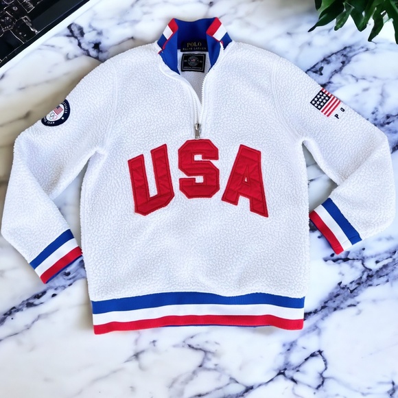 Ralph Lauren Other - Polo Ralph Lauren x Team USA Team USA 2022 Boy's Size 7 Pile Fleece Pullover